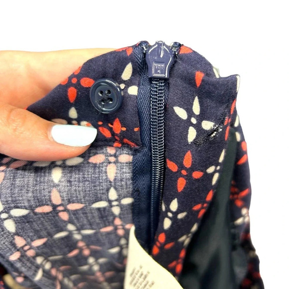 Anthropologie Cartonnier Pants‎ Geometric Print Wide Leg Rayon Navy Blue Size 4 - Picture 7 of 10